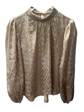 NWT - PINCH Woven Metallic High-Neck Blouse